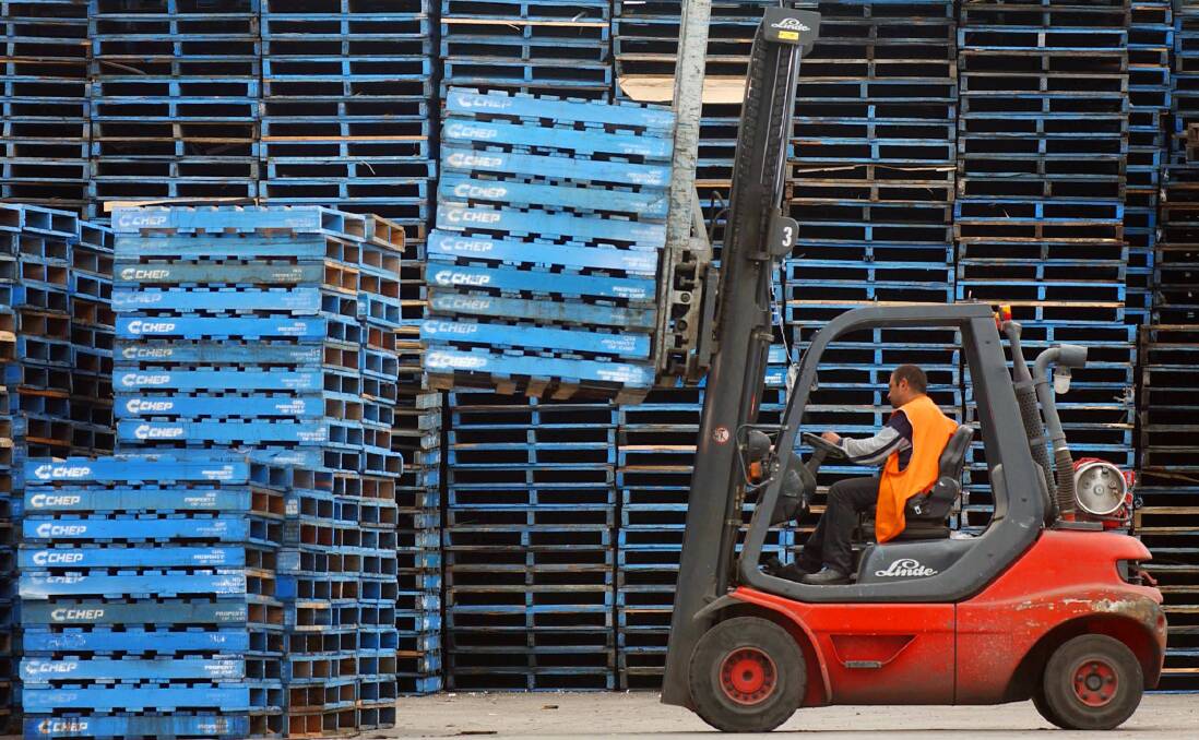 Stacked up: CHEP pallets, which are made at Corryong from mountain ash. Under the end of native timber processing in Victoria they will no longer be manufactured in the Upper Murray at Walkers Sawmill. 