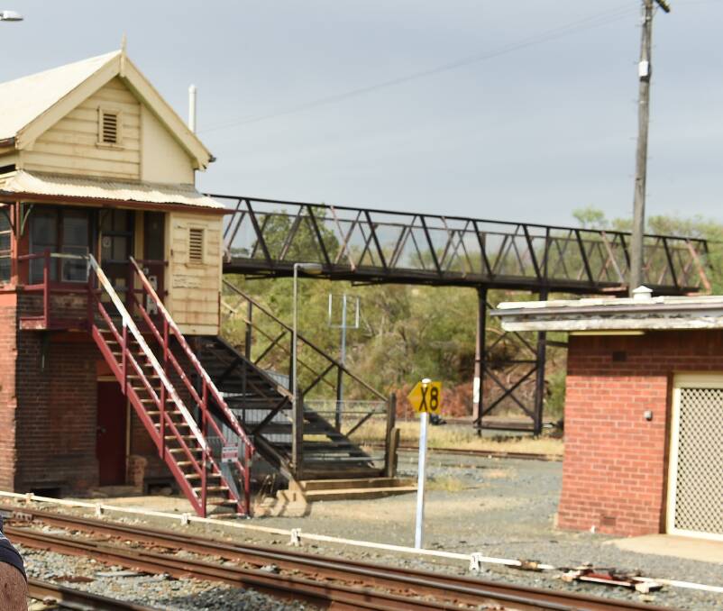 On the way out: A section of the footbridge from Albury railway station which will be replaced because it is not high enough to allow double stacked freight trains to pass under.