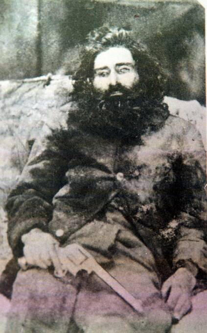 Captured in death: A photograph of bushranger Dan Morgan after he was shot dead at Peechelba in 1865. 