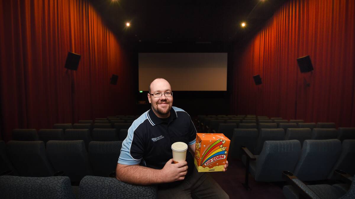 Preparing: Wangaratta Cinema Centre manager Shaun Jacobson is set for the return of screenings at his workplace. Picture: MARK JESSER