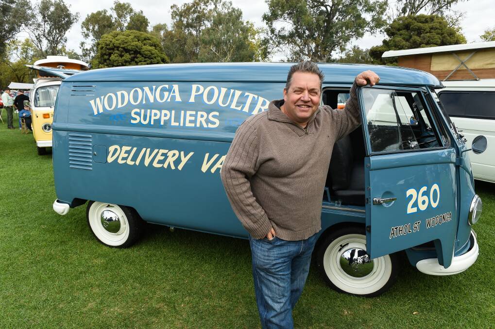 Errand mobile: Greg Hardy with the van that once travelled Wodonga on jobs. Picture: MARK JESSER