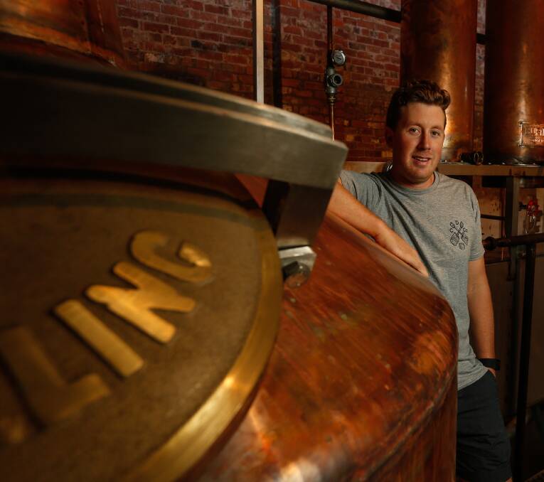 Excited: Dean Druce is upbeat about the prospects for whisky at Corowa's old flour mill. Pictures: MARK JESSER