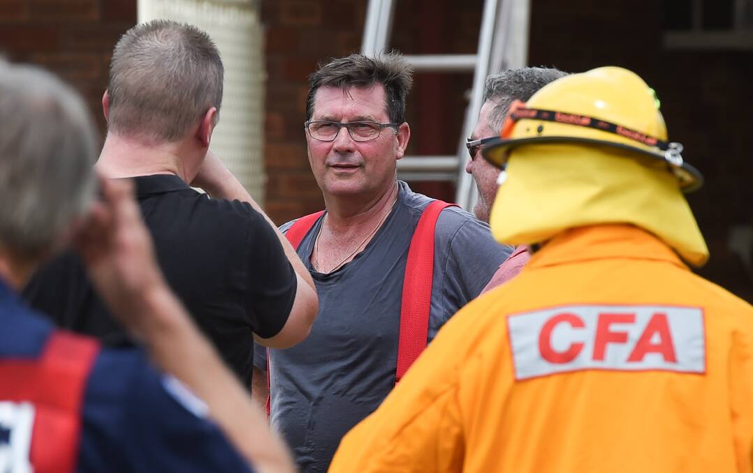 In action: Bill Tilly attends a fire in his role as a volunteer with the West Wodonga brigade.