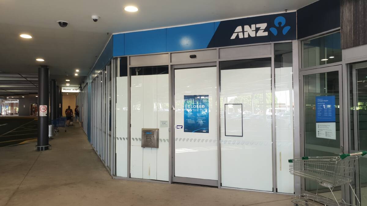 Gone: The ANZ branch at Lavington Square earlier this month following its closure. Its demise was announced last year. Picture: RICHARD FELSTEAD