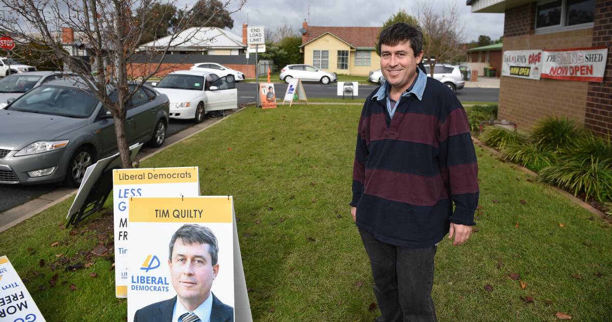 On the hustings: Tim Quilty during the 2016 federal election when he stood for the Liberal Democrats.