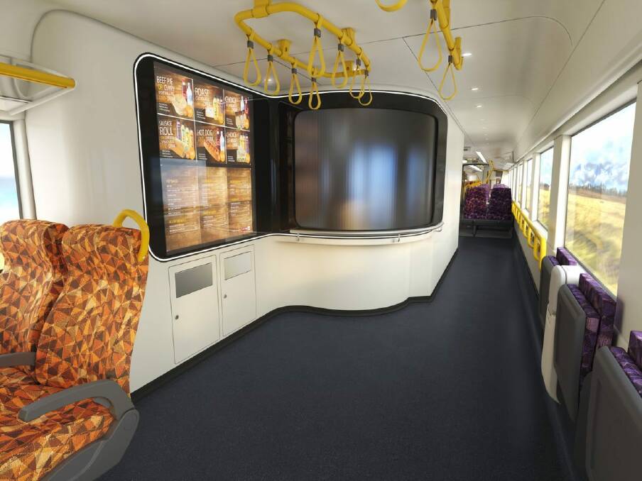 Coming soon: An artist's rendering of how the buffet will appear in the VLocity carriages that will be traversing the North East railway line later this year. They will be the first VLocity sets to have food service.