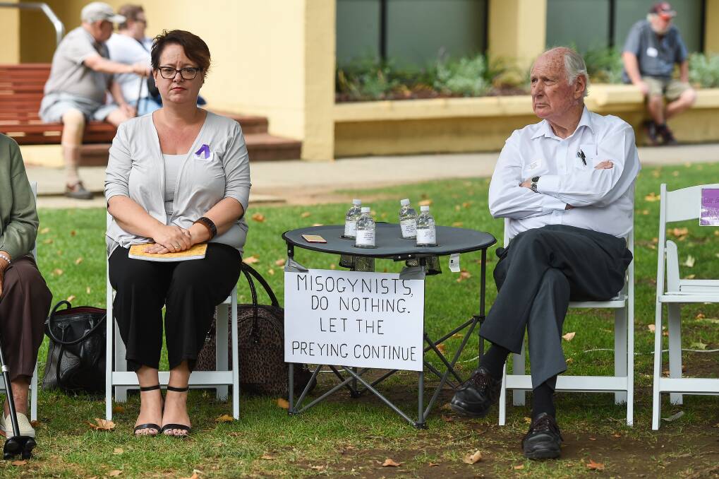 Advocate for change: Labor MLC Penny Sharpe with Albury anaesthetist David Corbett at a reproductive rights rally in Albury in March. 