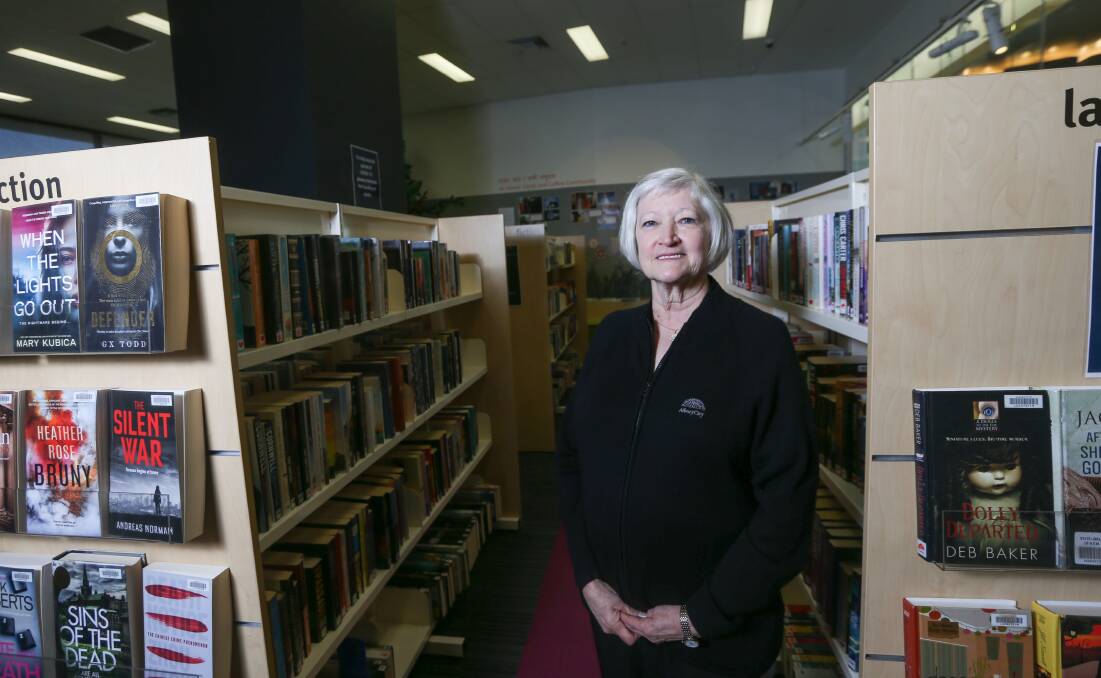 Golden period: Judy Kennedy has spent 50 years in the library realm. She began under the Upper Murray banner and would travel as far as Jerilderie and Corryong delivering books. Picture: TARA TREWHELLA