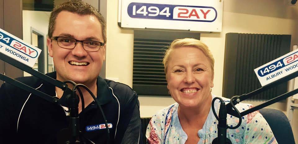 Back in hotseat: Kevin Poulton with Sandra Moon in 2017 when they co-hosted the breakfast show for a short period. Moon now works on ABC Goulburn Murray.