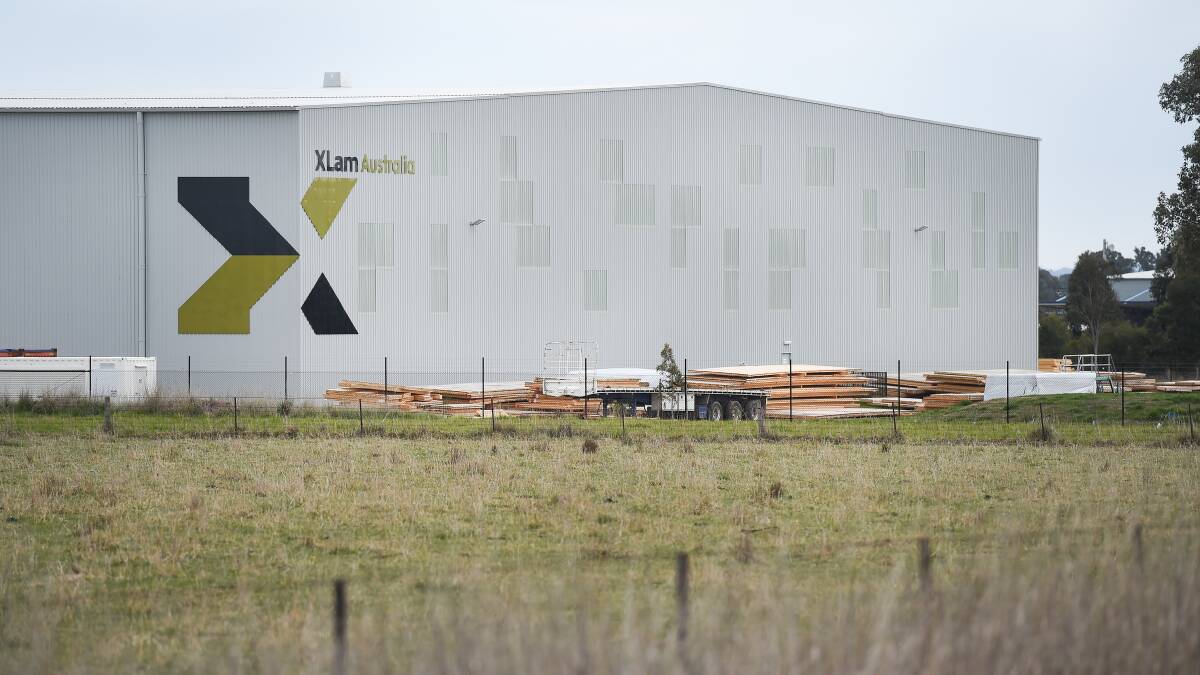 Part of the hub: The XLam Australia factory, which is part of Wodonga's Logic industrial precinct. The plant manufactures laminated timber panels.