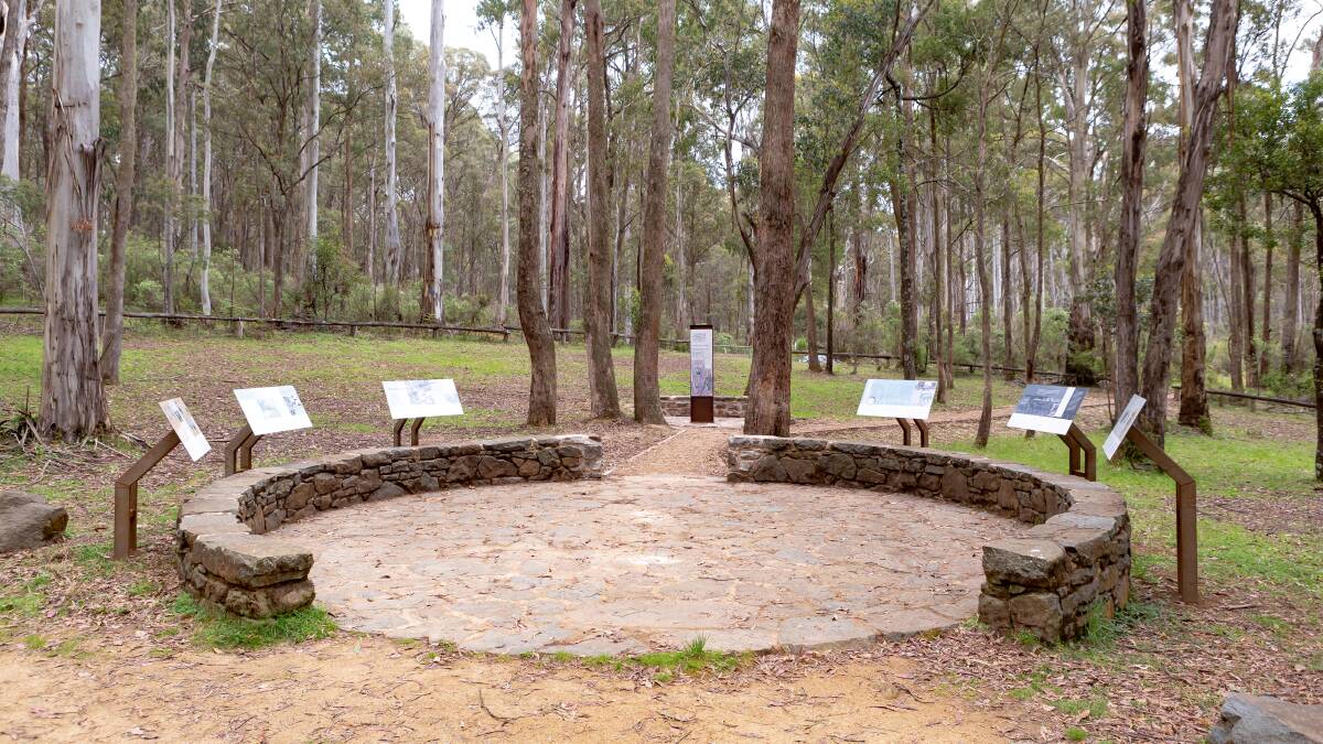 New layout: The story of the Stringybark Creek police massacre by the Kelly Gang is set in words and pictures at the Wombat Ranges site. A new walking trail more accurately setting out the sites of importance is also being unveiled on Saturday.
