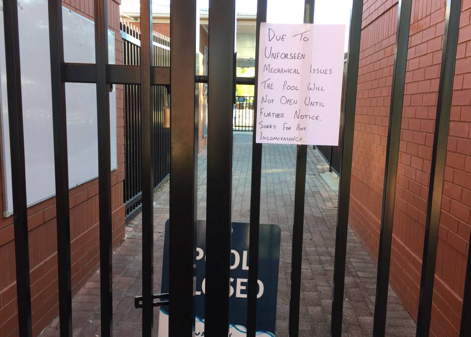 Take 2: The second sign that greeted swimmers at the Albury pool.