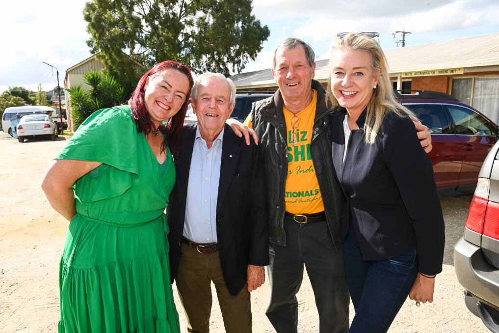 Nationals foursome: Liz Fisher, Ken Jasper, Bill Sykes and Bridget McKenzie on Saturday at the Indi campaign launch. Pictures: MARK JESSER