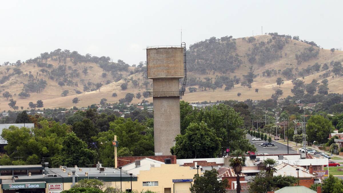 Cut up rough: The poor surface of Wodonga's water tower is to blame for it not becoming a mega artwork, according to the city's council.
