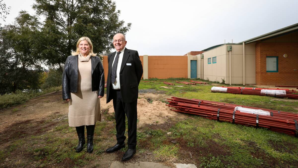 Awaiting change: NSW minister Bronnie Taylor and Friends of Nolan House president Les Schmutter on Friday after the announcement a new mental health specialist centre was coming to Albury. Picture: JAMES WILTSHIRE