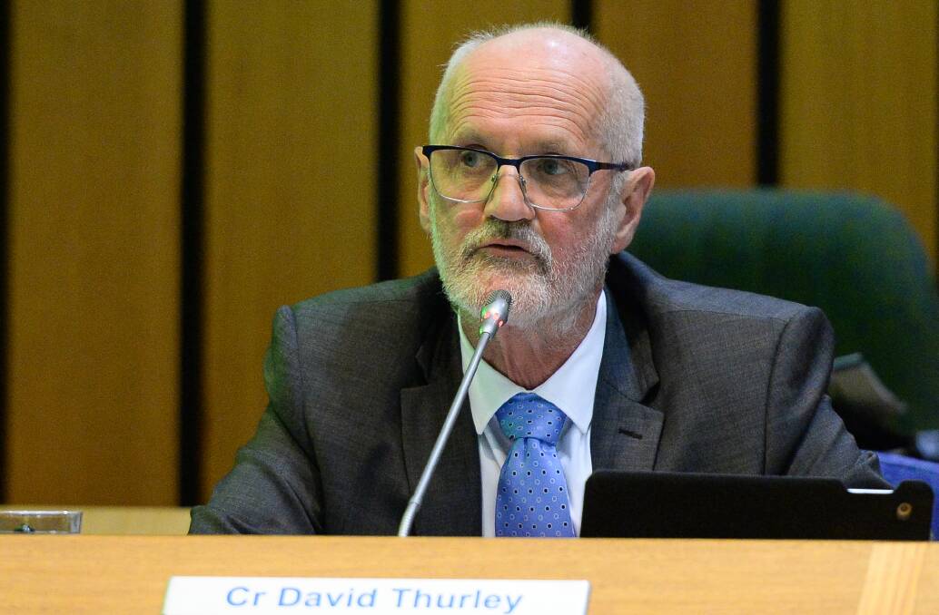 On the charge: Albury councillor David Thurley was on the front foot in defending Albury money being spent on a cross border cricket centre being built in Wodonga.