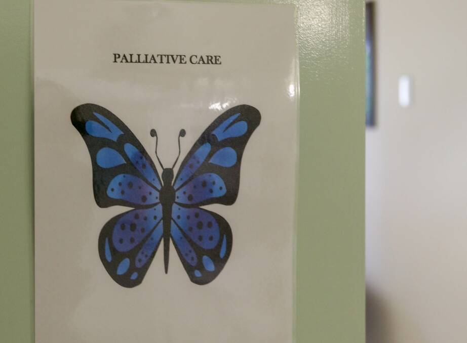 Marker: Wards at Wodonga hospital are marked with these butterfly signs to indicate the nature of the treatment being given to their occupants. Picture: TARA TREWHELLA