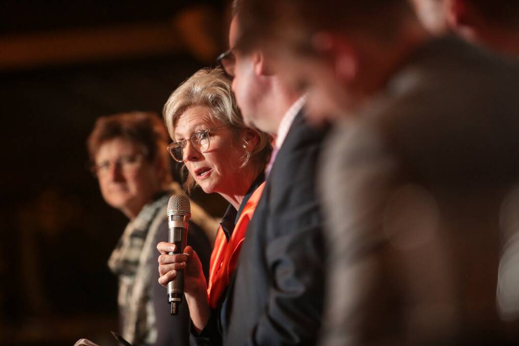 Eye on corruption: Helen Haines at The Border Mail's election forum where there was strong support for an integrity commission. Picture: JAMES WILTSHIRE