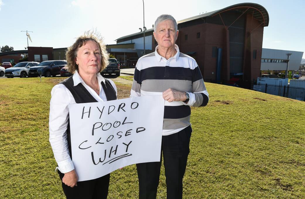 Turnaround: Campaigners for the reopening of the hydrotherapy pool at Albury hospital Julie Ridley and John McFarlane have welcomed money from the NSW government to return the site to use after protesting its closure.
