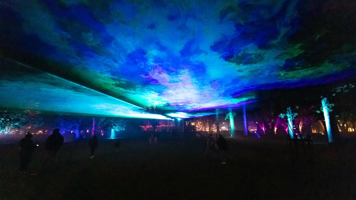 On the horizon: An image from another parkland light show staged by Laservision, the company bringing their effects and technology to the Albury Botanic Gardens.