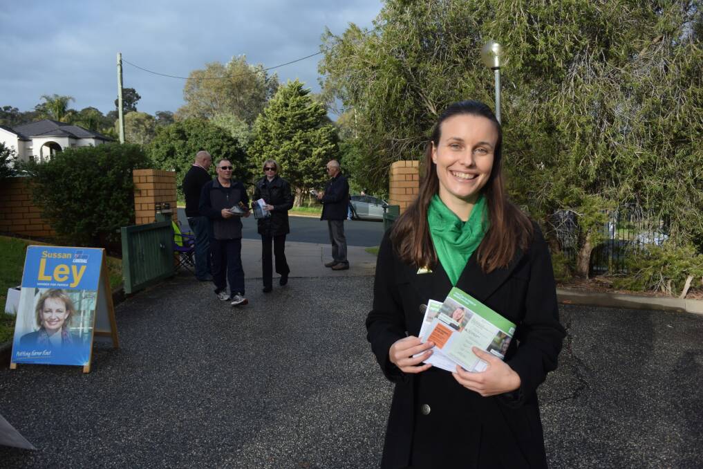 Flashback: Amanda Cohn on federal election day in 2016 when she ran as the Greens candidate for Farrer. She is now seeking to become a NSW senator for the party.