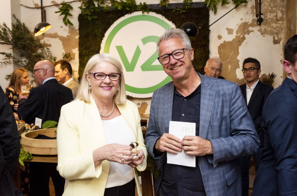 Bullish: Federal minister Karen Andrews and v2food chief executive Nick Hazell are upbeat about the prospects of plant-based meat to be made in Wodonga from next year.