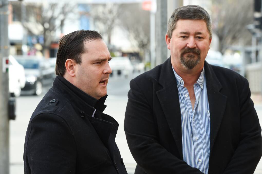 Flashback: Then Farrer Labor candidate Kieran Drabsch with Darren Cameron in the lead-up to the 2019 federal election. 