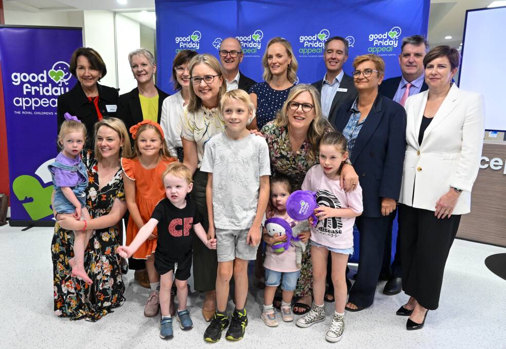 Victorian Premier Jacinta Allan with Good Friday Appeal organisers and child patient ambassadors from regional health services at the launch of the regional funding plan in Bendigo. Picture from Bendigo Advertiser