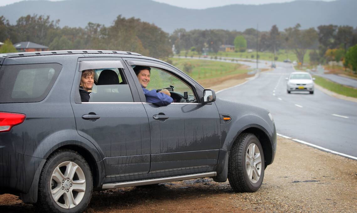 Flashback: Patience Harrington and Bill Tilley in October 2012 at the opening of the extension of Yarralumla Drive between Beechworth Road and Streets Road in Wodonga. 