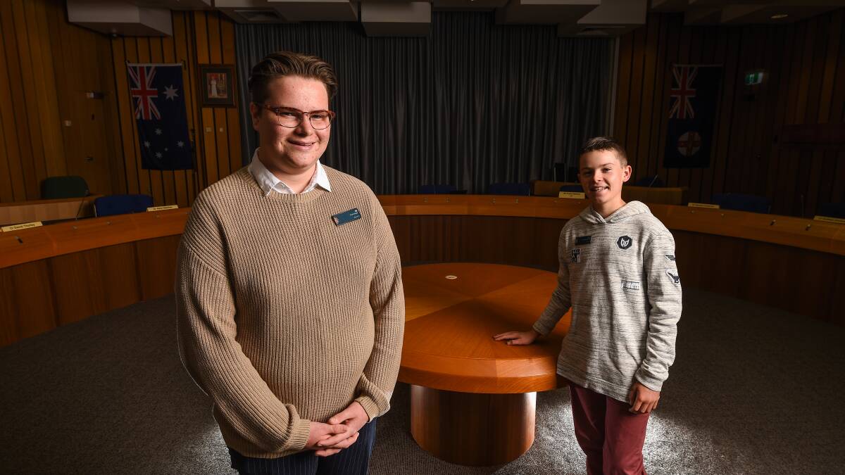 Teenage leaders: Albury youth council mayor Eli Davern and deputy mayor Jack Kelso in 2020 after they were chosen to be on the representative body.