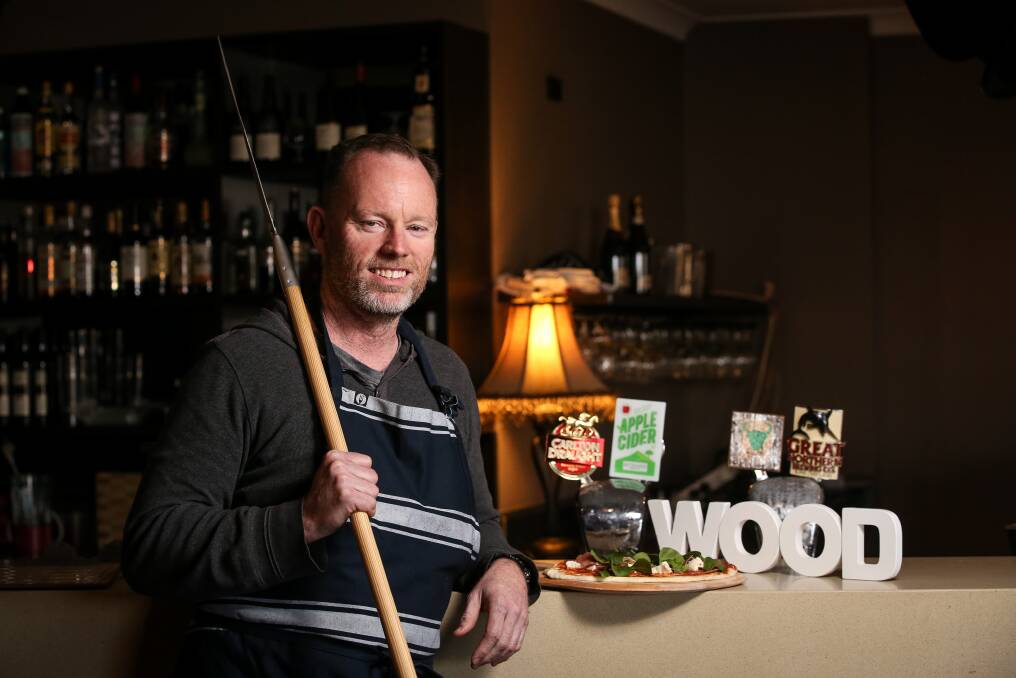At your service: Steve Hams will open Wood in part of the Hollywoods eatery in October. The name has an echo of the previous Dunstan timber yard which occupied the corner of Beechworth Road and Thomas Mitchell Drive for decades. Picture: JAMES WILTSHIRE