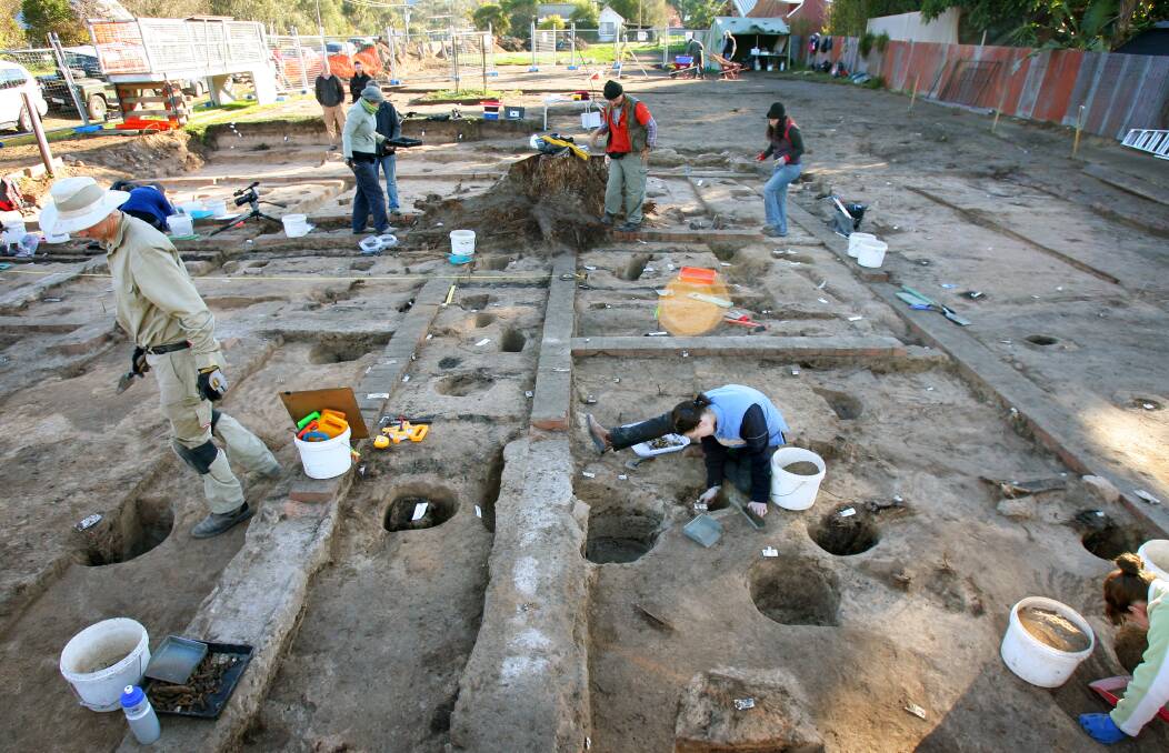 Historic site: The foundation of the Glenrowan Inn exposed during an archaeological dig in 2008. John Suta would like glass flooring placed over it to allow visitors to get a greater insight into the siege location.