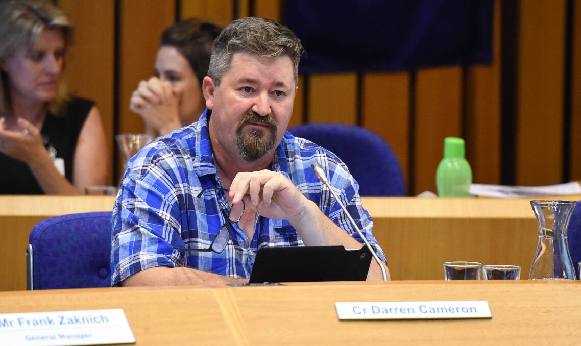Big claim: Albury councillor Darren Cameron at Monday night's council meeting. He alleges abortions are being undertaken at the city's fertility clinic which contravene NSW legislation. Picture: MARK JESSER