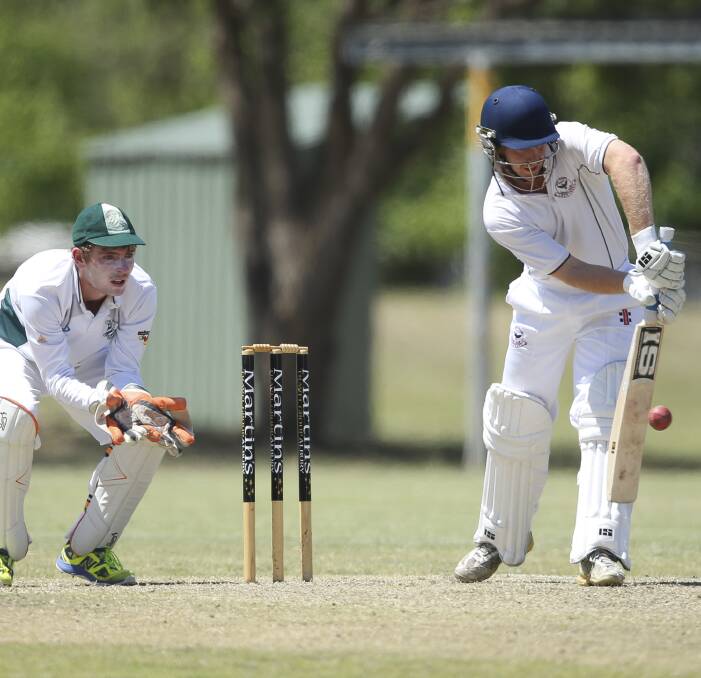 CALM BEFORE THE STORM: East Albury keeper-batsman Dylan Weeding looked rock solid in defence before he was run out for 24 on Saturday against St Patrick's at Xavier Oval. Picture: ELENOR TEDENBORG