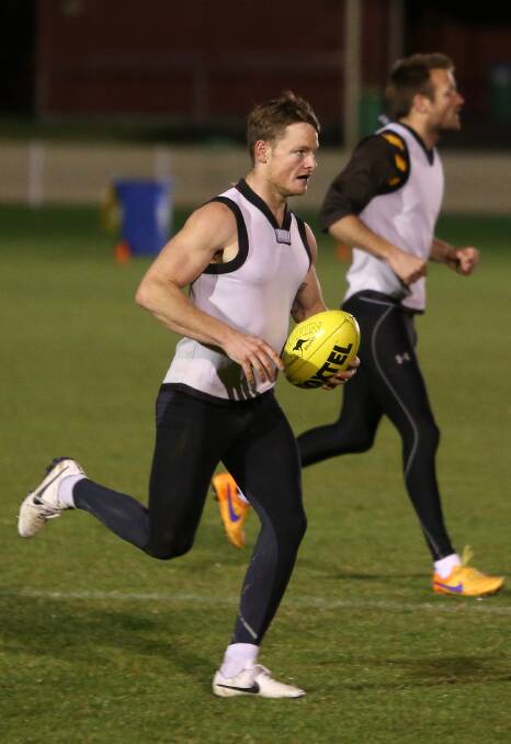 FIT AS A FIDDLE: Albury co-captain Luke Daly is put through his paces at training this week. The Tigers expect a physical battle with Wodonga. Picture: ELENOR TEDENBORG