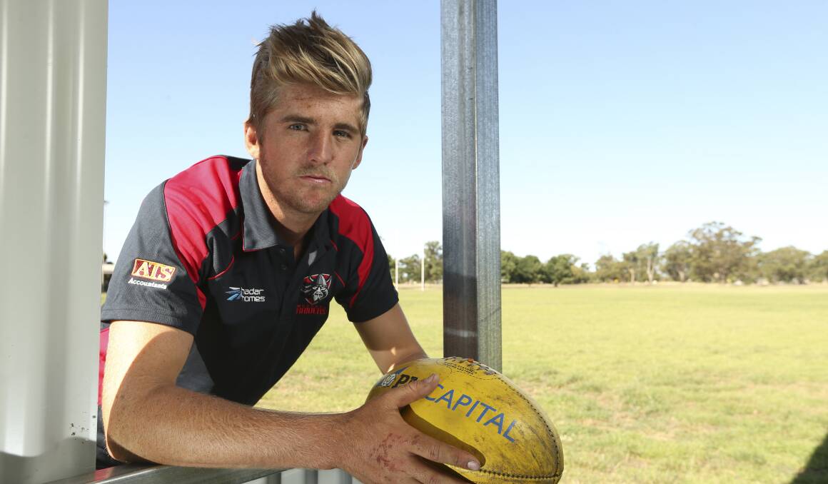 ROOKIE CHANCE: Wodonga Raiders young gun Sam Murray relaxes at Henty before the national draft. Picture: ELENOR TEDENBORG