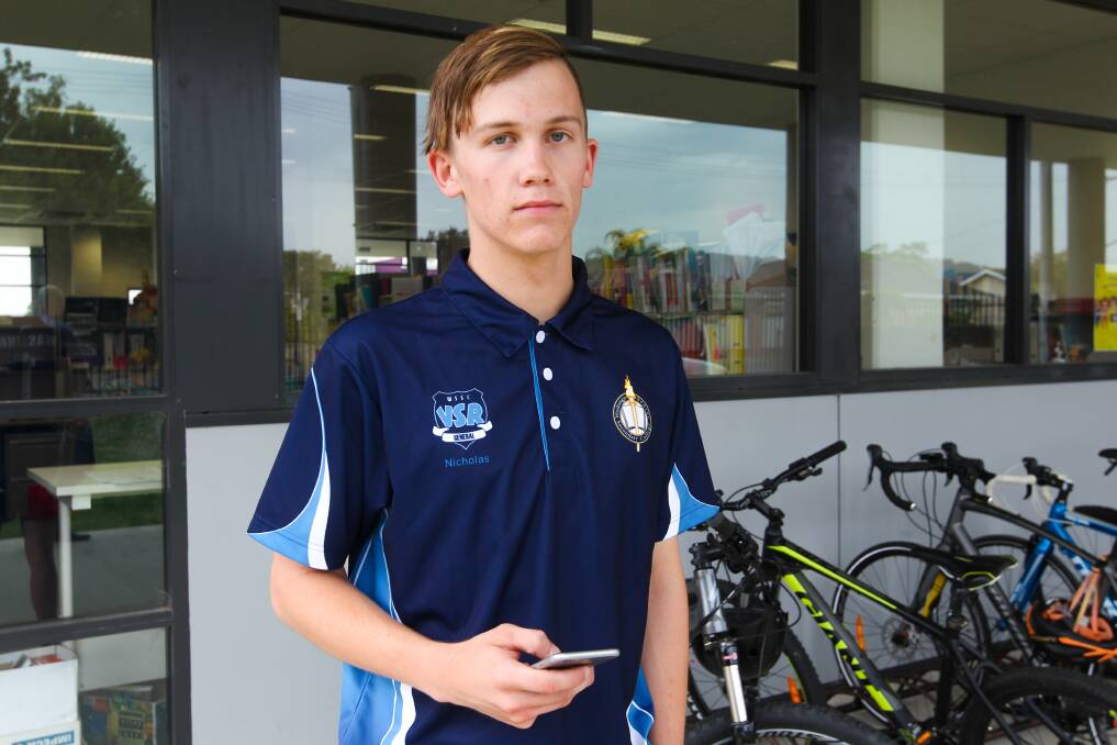 Nicholas Wassink, 17, of Wodonga Senior Secondary College says the school's new mobile phone policy has helped him "focus". Picture: ALISON PLASTO 