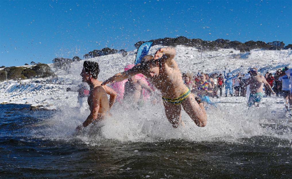 Not for everyone! The annual Ice Plunge at Falls Creek now in its 10th year. Photo: Falls Creek.