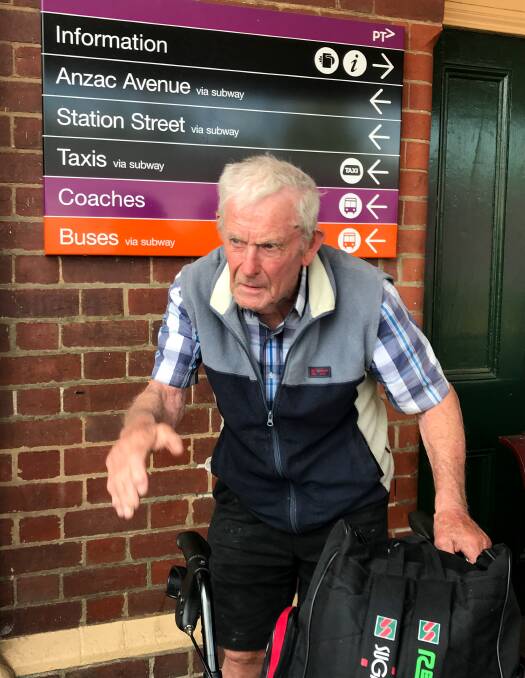 Peter Vaughan pushed his trolley and himself to the bus thinking he would miss out on a seat if he waited at Seymour Station.