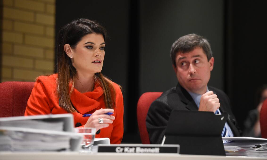 A CLEARER POLICY: Councillors Kat Bennett and Tim Quilty at Wodonga Council. Photo: Mark Jesser