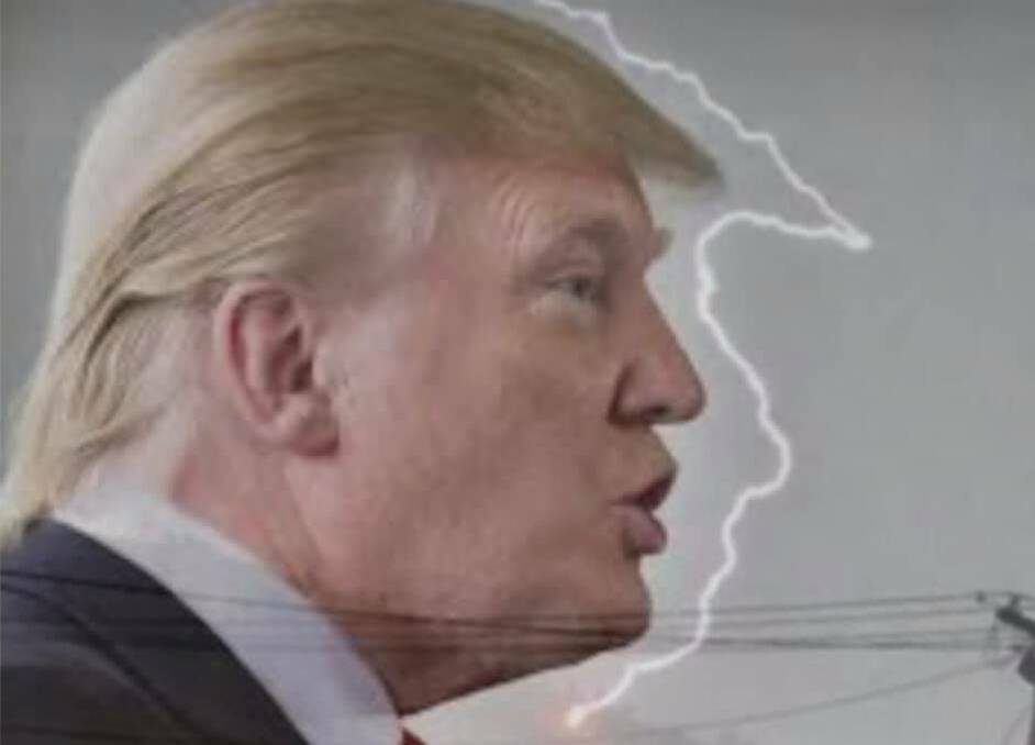 TRUMP STRIKES: Emma Dunn superimposed this photo of President Trump with Nerah Blackburne's original lightning shot over Lake Hume and the resemblance is ... uncanny. 