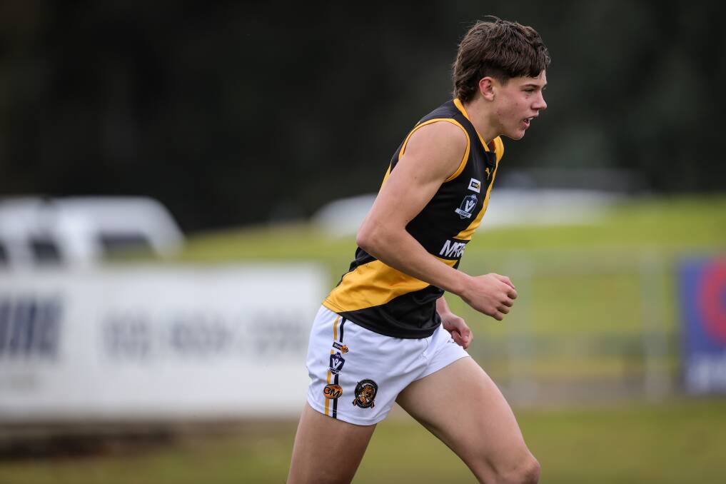 Teenager Connor O'Sullivan debuted for the Tigers against the Bulldogs. His father Jamarl is a premiership player at the Tigers. Picture: JAMES WILTSHIRE