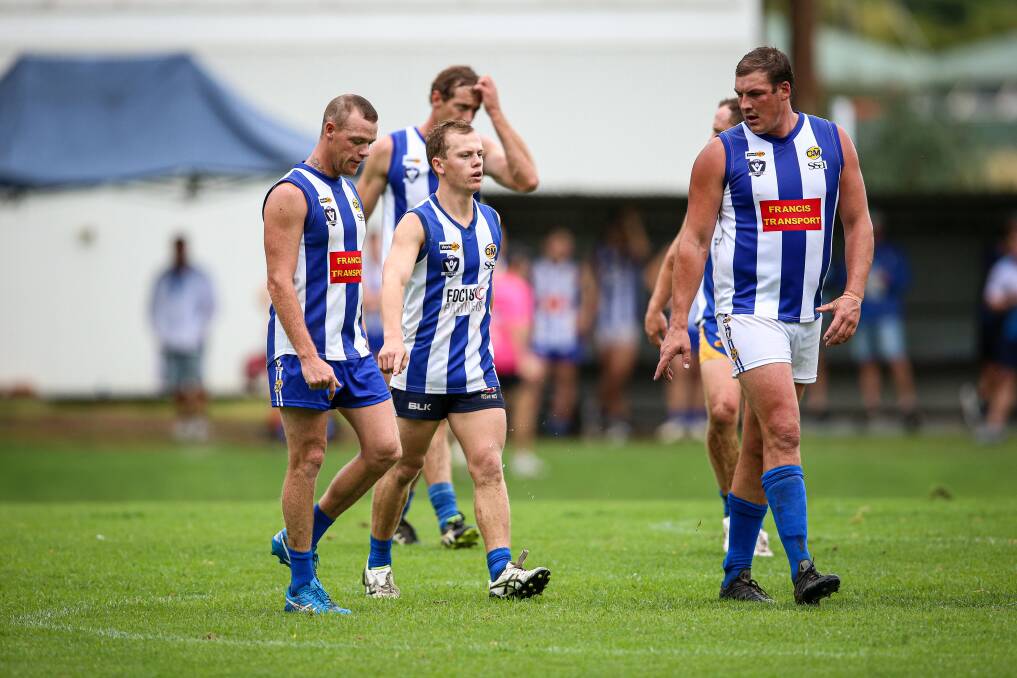 Tom Goodwin (right) stood out from his team-mates last year through his sheer size, but also through his ability to make players better around him. The Roos are banking he won't be far away from an injury return.