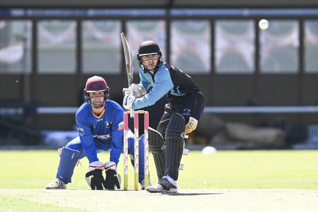 Lavington wicketkeeper-batter Tyler Roberson took three catches and was involved in three run outs as well as his counterpart Josh Staines looks on. Picture by Mark Jesser