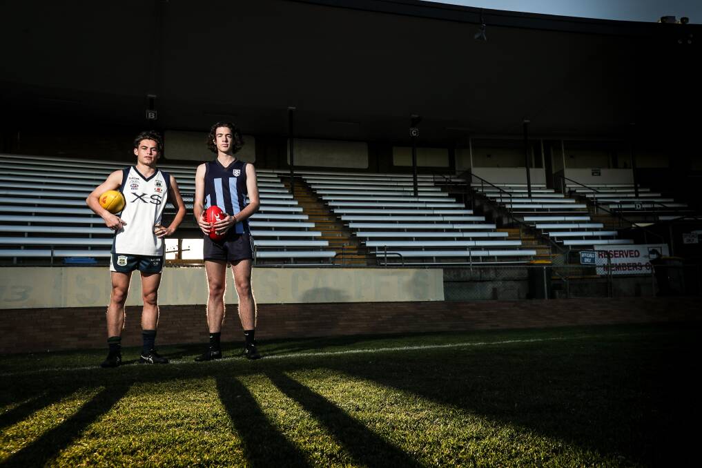 SCHOOL'S OUT: Xavier High's Tom O'Brien and Scots' Sam Severin will look to claim the crown of the best school on the Border when their teams meet in the grand final. Picture: JAMES WILTSHIRE