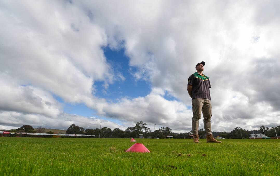 UNDER A CLOUD: Clubs can resume training, in groups of 10 on Monday but, like all coaches, North Albury's Isaac Muller can't properly plan for play. Picture: MARK JESSER