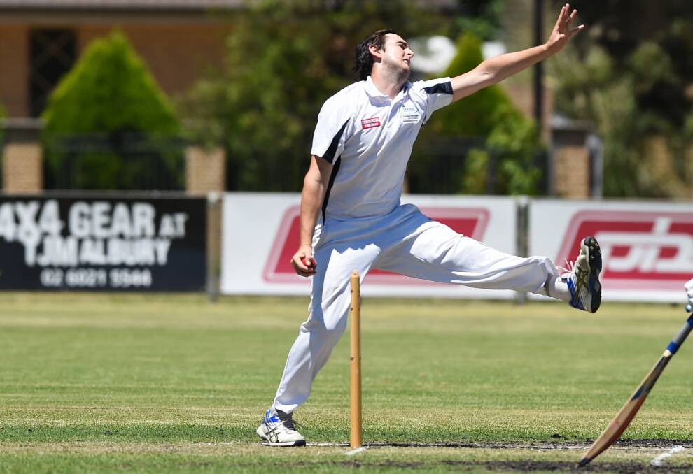 LET FLY: CAW's Mitchell Dinneen sends down this delivery in the under 17 game against CAW Country at the Junior Country Week Cricket carnival. Picture: MARK JESSER