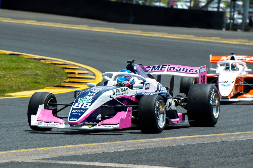 Jordan Boys was first across the line in the S5000 at Sydney Motorsport Park last weekend, but lost the win on a technical breach. Picture: TIM FARRAH