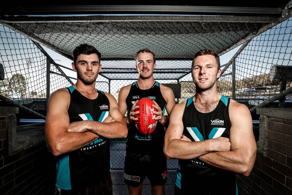 BUSH BOYS:  Brad Carman (left), Aidan Johnson and Andrew Mackinlay will look to debut at O and M level after moving from the Hume League. Picture: JAMES WILTSHIRE