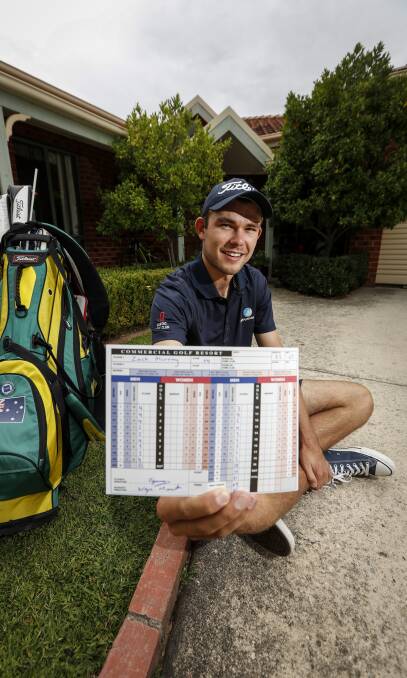 HOT ROUND: Zach Murray with the record-breaking round at Albury. He fired 10 birdies and a bogey, Picture: JAMES WILTSHIRE
